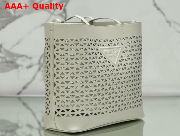 Prada Large Perforated Leather Tote Bag in White 1BG503 Replica