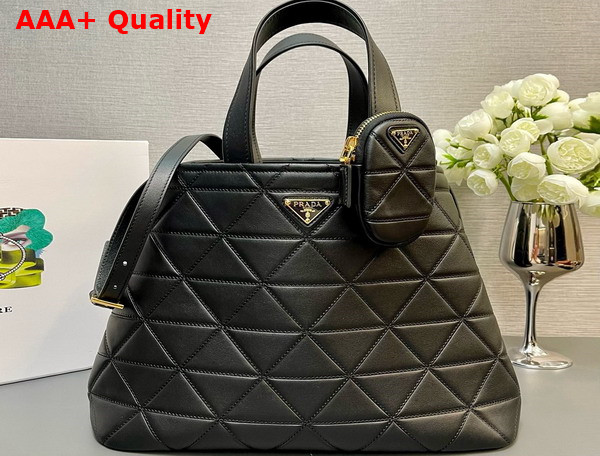 Prada Large Quilted Leather Tote Bag in Black 1BG547 Replica