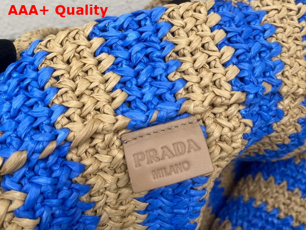 Prada Large Raffia Tote Bag Tan and Blue 1BG392 Replica