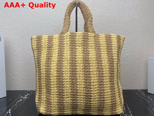 Prada Large Raffia Tote Bag Tan and Natural 1BG392 Replica