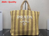 Prada Large Raffia Tote Bag Tan and Natural 1BG392 Replica