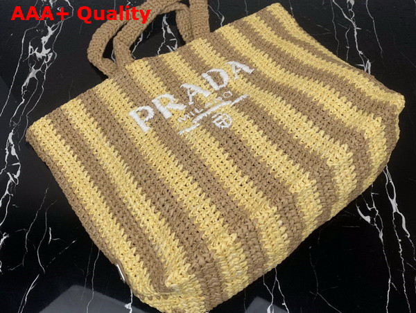 Prada Large Raffia Tote Bag Tan and Natural 1BG392 Replica