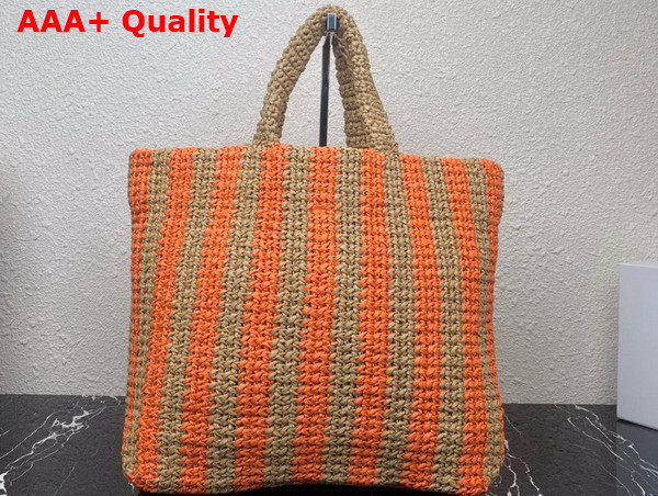 Prada Large Raffia Tote Bag Tan and Orange 1BG392 Replica