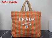 Prada Large Raffia Tote Bag Tan and Orange 1BG392 Replica