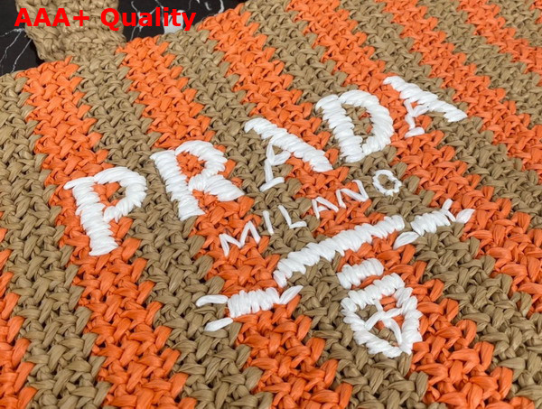 Prada Large Raffia Tote Bag Tan and Orange 1BG392 Replica