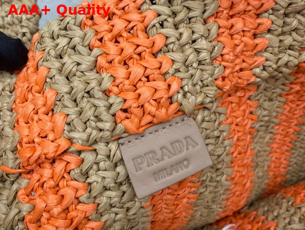 Prada Large Raffia Tote Bag Tan and Orange 1BG392 Replica