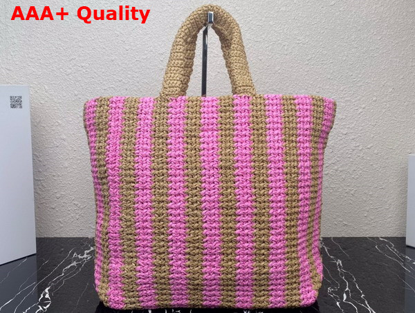 Prada Large Raffia Tote Bag Tan and Petal Pink 1BG392 Replica