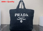 Prada Large Raffia Tote Bag in Black 1BG392 Replica