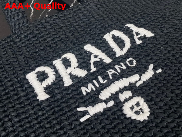 Prada Large Raffia Tote Bag in Black 1BG392 Replica