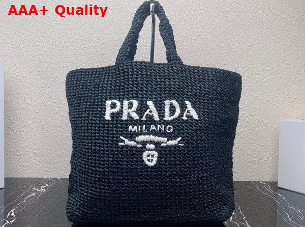 Prada Large Raffia Tote Bag in Black 1BG392 Replica