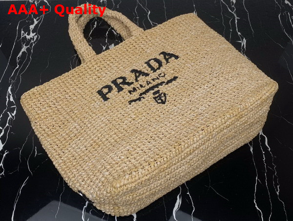 Prada Large Raffia Tote Bag in Tan 1BG392 Replica