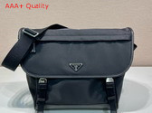 Prada Large Re Nylon and Leather Shoulder Bag in Black 2VD052 Replica