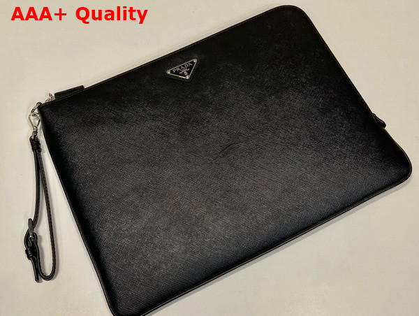 Prada Large Saffiano Leather Pouch in Black 2NH023 Replica