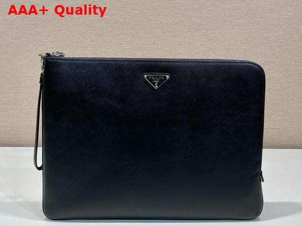 Prada Large Saffiano Leather Pouch in Black 2NH023 Replica