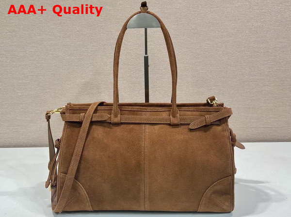 Prada Large Suede Handbag in Cocoa Brown 1BA433 Replica