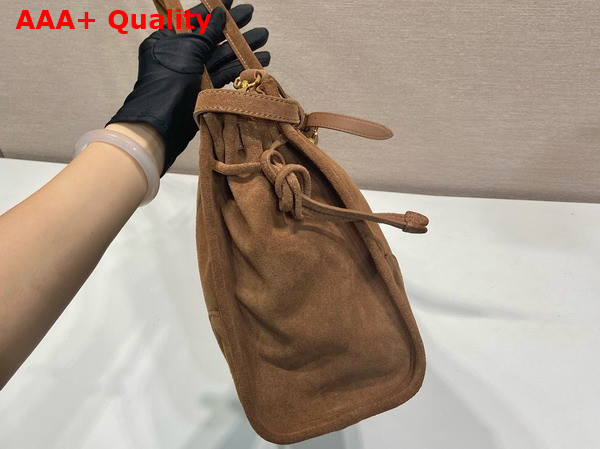 Prada Large Suede Handbag in Cocoa Brown 1BA433 Replica