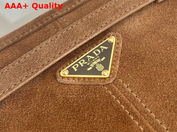 Prada Large Suede Handbag in Cocoa Brown 1BA433 Replica