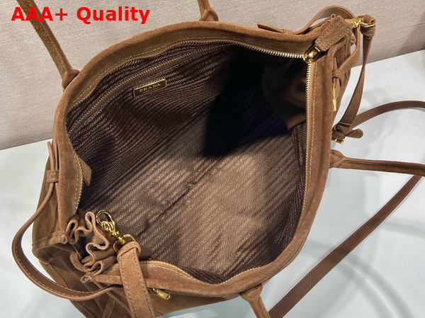 Prada Large Suede Handbag in Cocoa Brown 1BA433 Replica