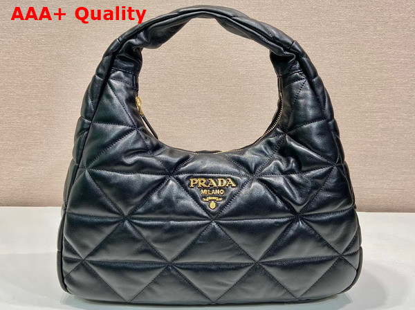 Prada Large Topstitched Nappa Leather Bag in Black 1BC183 Replica