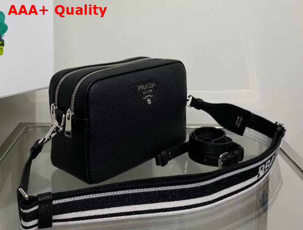 Prada Leather Bag with Shoulder Strap in Black 1BH082 Replica