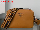 Prada Leather Bag with Shoulder Strap in Caramel Leather 1BH082 Replica