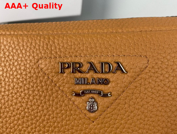 Prada Leather Bag with Shoulder Strap in Caramel Leather 1BH082 Replica