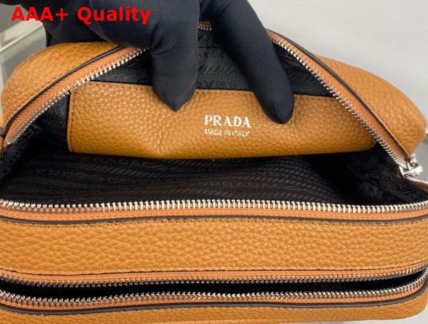 Prada Leather Bag with Shoulder Strap in Caramel Leather 1BH082 Replica