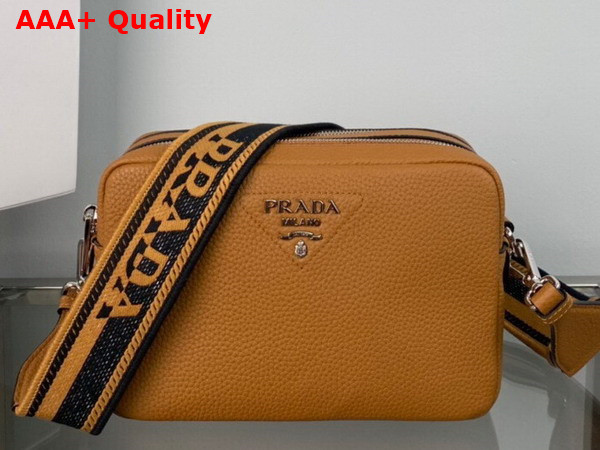 Prada Leather Bag with Shoulder Strap in Caramel Leather 1BH082 Replica