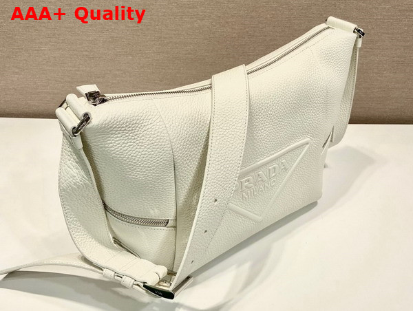 Prada Leather Bag with Shoulder Strap in Chalk White 2VH165 Replica