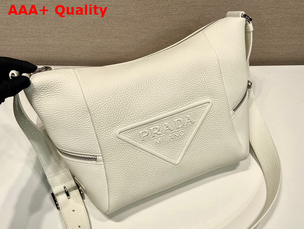 Prada Leather Bag with Shoulder Strap in Chalk White 2VH165 Replica