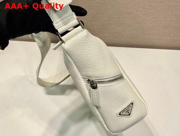 Prada Leather Bag with Shoulder Strap in Chalk White 2VH165 Replica