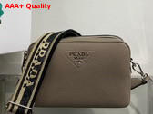 Prada Leather Bag with Shoulder Strap in Clay Gray Leather 1BH082 Replica