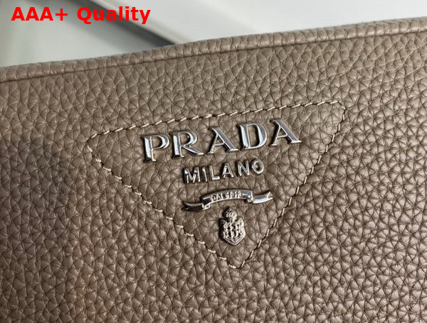 Prada Leather Bag with Shoulder Strap in Clay Gray Leather 1BH082 Replica