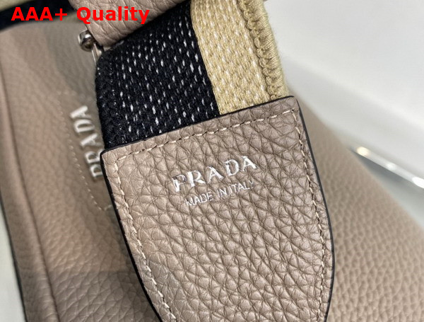 Prada Leather Bag with Shoulder Strap in Clay Gray Leather 1BH082 Replica