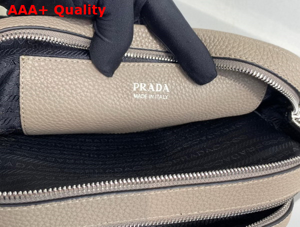 Prada Leather Bag with Shoulder Strap in Clay Gray Leather 1BH082 Replica