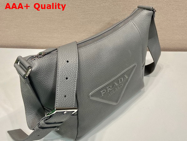 Prada Leather Bag with Shoulder Strap in Marble Gray 2VH165 Replica