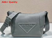 Prada Leather Bag with Shoulder Strap in Marble Gray 2VH165 Replica