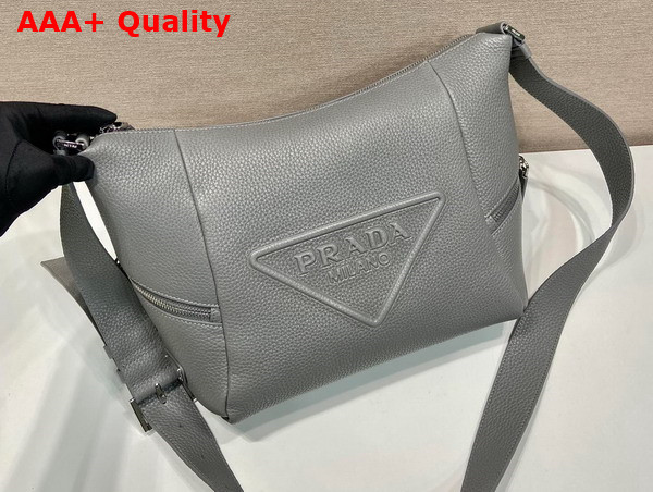 Prada Leather Bag with Shoulder Strap in Marble Gray 2VH165 Replica