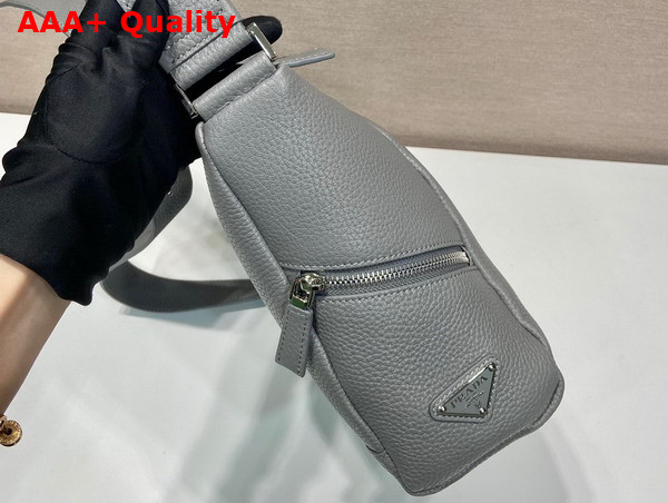 Prada Leather Bag with Shoulder Strap in Marble Gray 2VH165 Replica