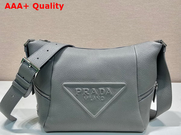 Prada Leather Bag with Shoulder Strap in Marble Gray 2VH165 Replica