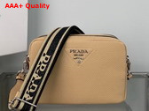 Prada Leather Bag with Shoulder Strap in Sand Color Leather 1BH082 Replica