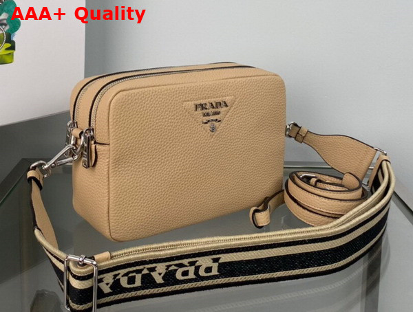 Prada Leather Bag with Shoulder Strap in Sand Color Leather 1BH082 Replica