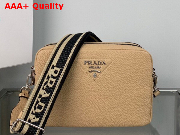 Prada Leather Bag with Shoulder Strap in Sand Color Leather 1BH082 Replica