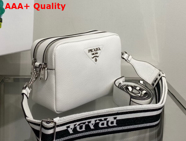 Prada Leather Bag with Shoulder Strap in White Leather 1BH082 Replica