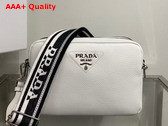 Prada Leather Bag with Shoulder Strap in White Leather 1BH082 Replica