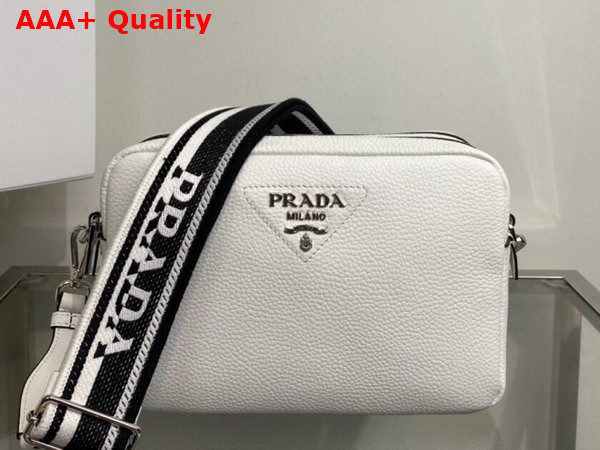 Prada Leather Bag with Shoulder Strap in White Leather 1BH082 Replica