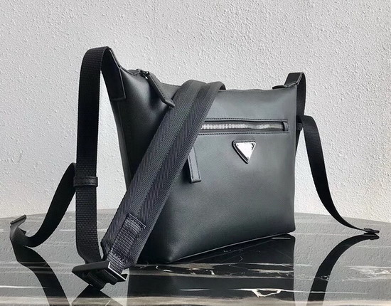 Prada Leather Bandoleer Bag in Black Calf Leather