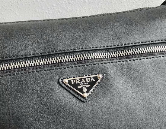 Prada Leather Bandoleer Bag in Black Calf Leather