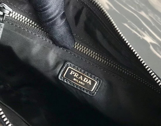 Prada Leather Bandoleer Bag in Blue Calf Leather with a Wide Band in a Contrasting Color on The Front