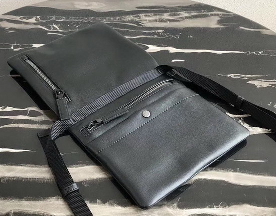 Prada Leather Bandoleer Messenger Bag in Black Calf Leather